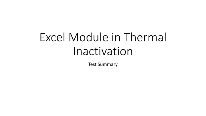 excel module in thermal inactivation n.w