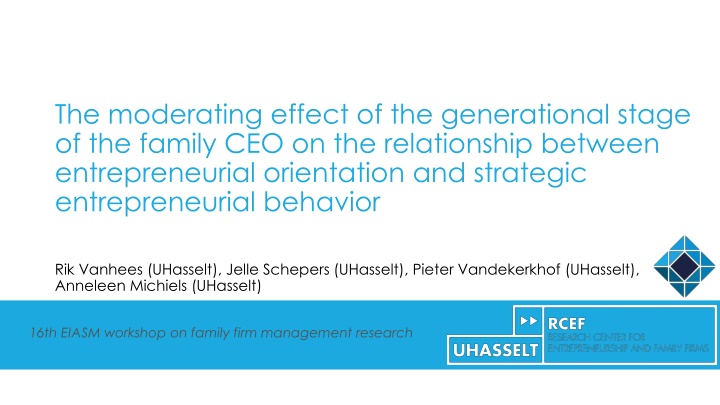 the moderating effect of the generational stage n.w