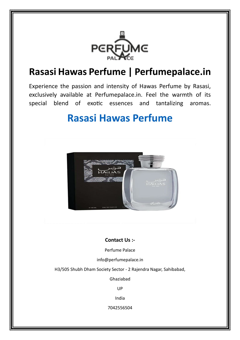 rasasi hawas perfume perfumepalace in n.w