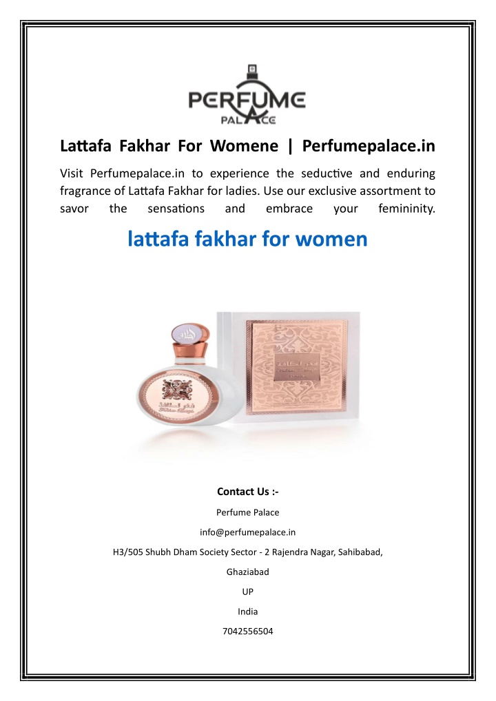 lattafa fakhar for womene perfumepalace in n.w