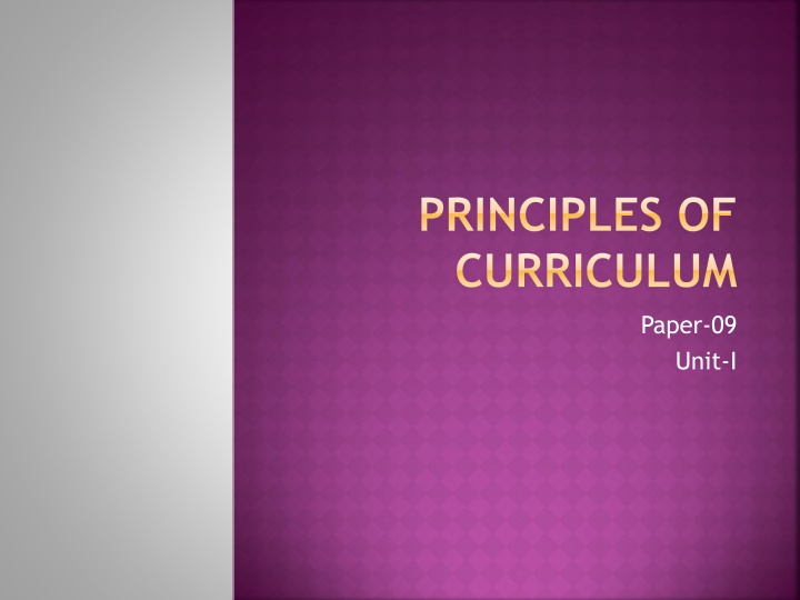 principles of curriculum n.w