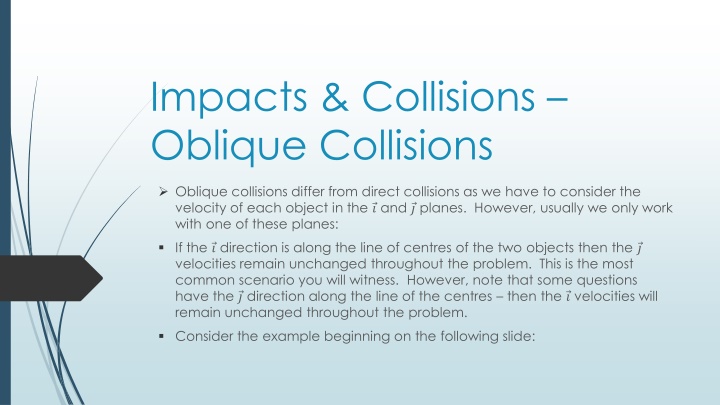 impacts collisions oblique collisions n.w