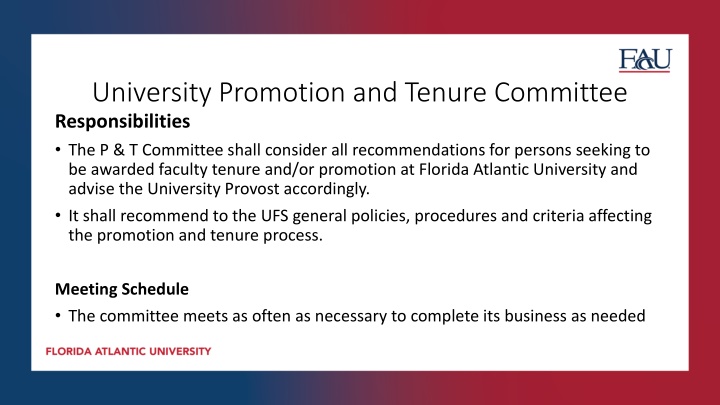 university promotion and tenure committee n.w
