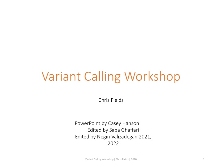 variant calling workshop n.w