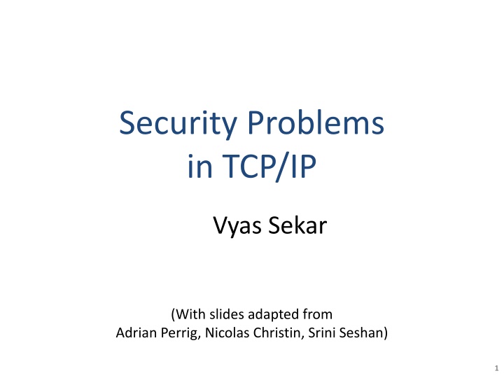 security problems in tcp ip n.w