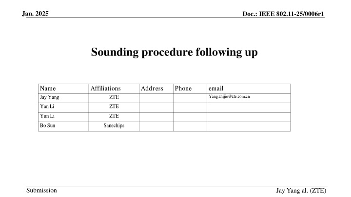 IEEE 802.11-25 Sounding Procedure for Joint and Sequential Sequences