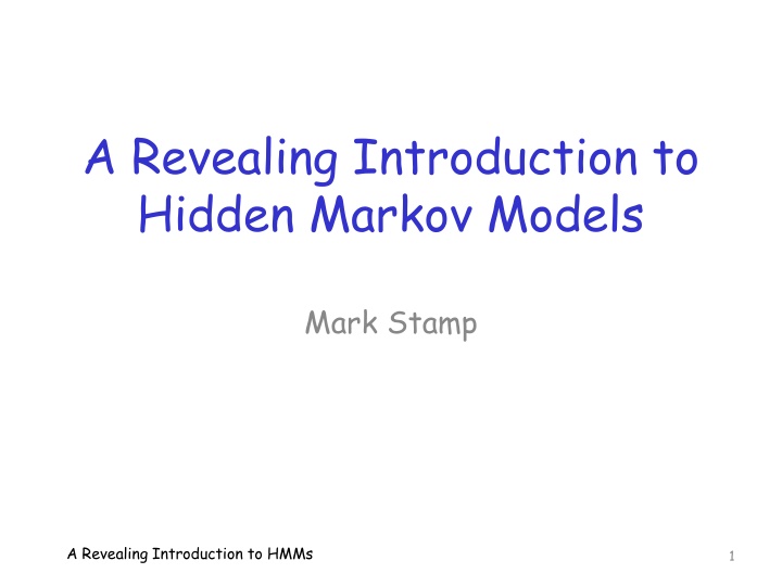 a revealing introduction to hidden markov models n.w