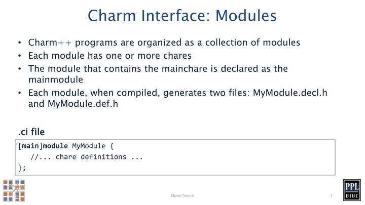 Organizing Charm++ Programs with Modules and Chares