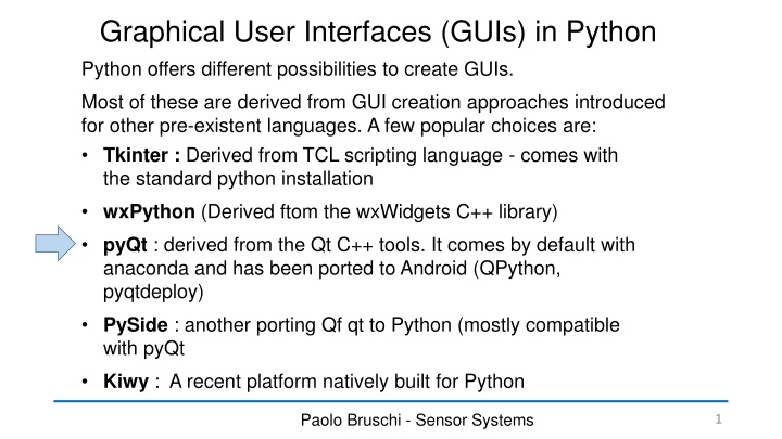 Graphical User Interfaces in Python: GUI Creation Possibilities
