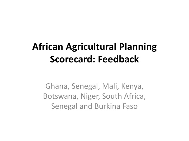 african agricultural planning scorecard feedback n.w