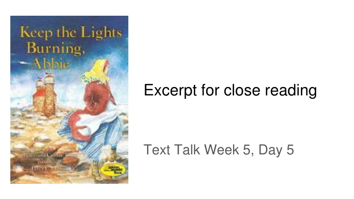 excerpt for close reading n.w