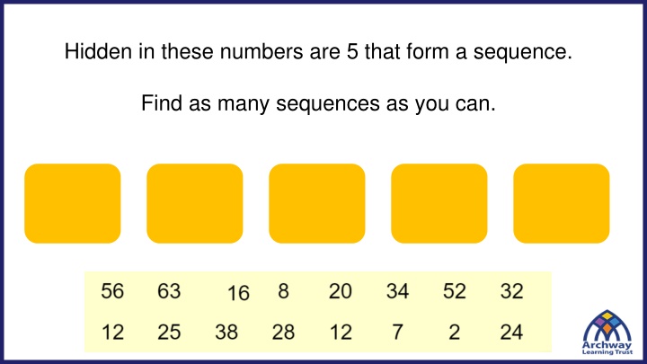 hidden in these numbers are 5 that form a sequence n.w