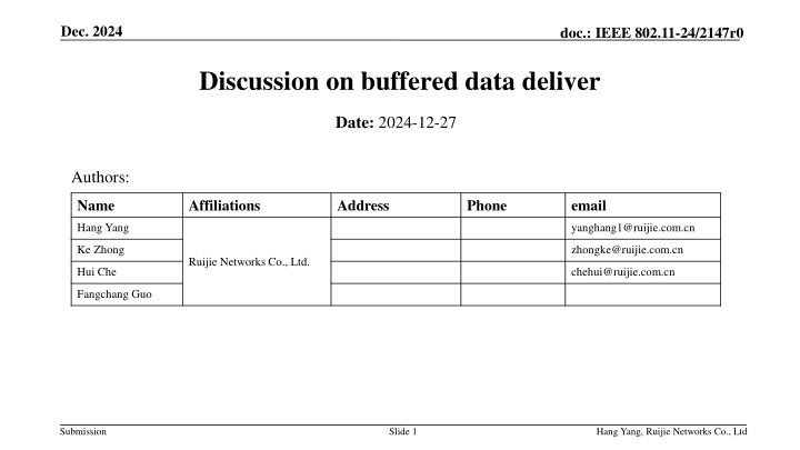 IEEE 802.11-24/2147r0 Buffered Data Transmission Discussion