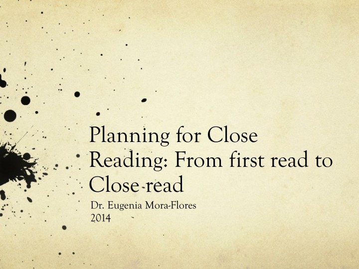 planning for close reading from first read n.w