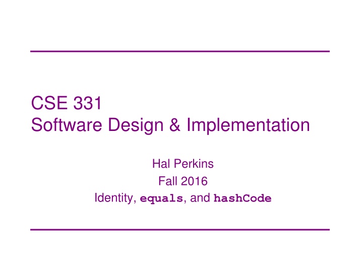 cse 331 software design implementation n.w