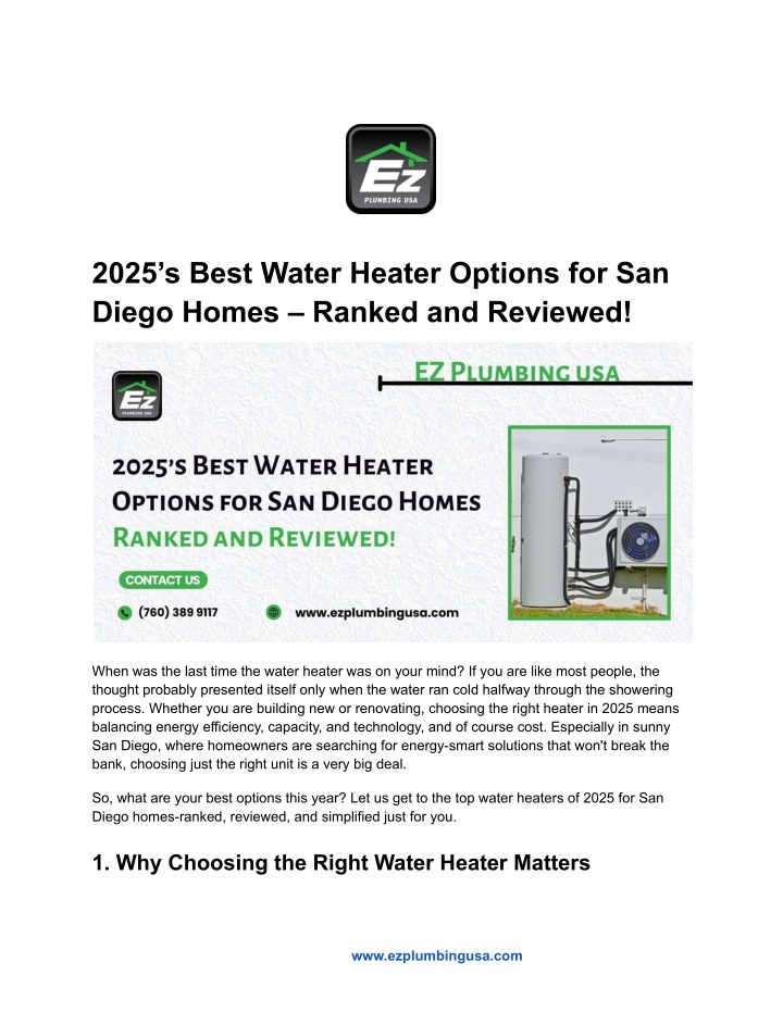 2025 s best water heater options for san diego n.w