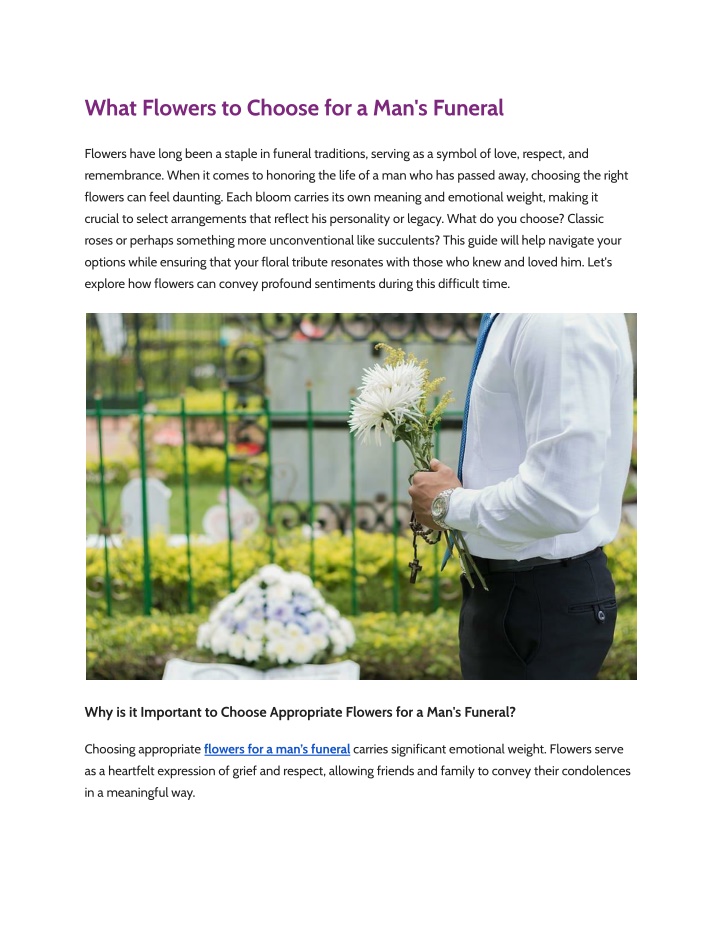 what flowers to choose for a man s funeral n.w