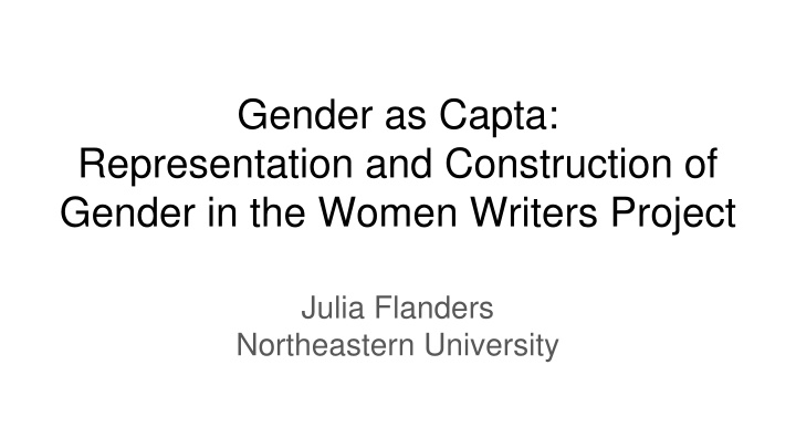 Gender Representation in Women Writers Project