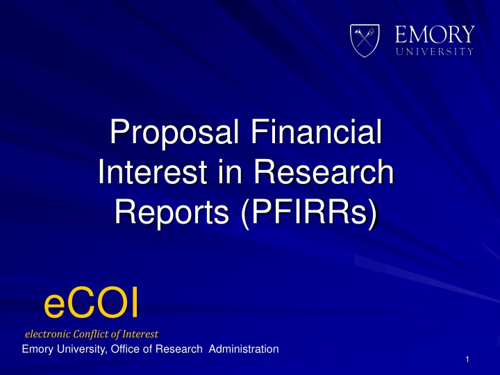 proposal financial interest in research reports n.w