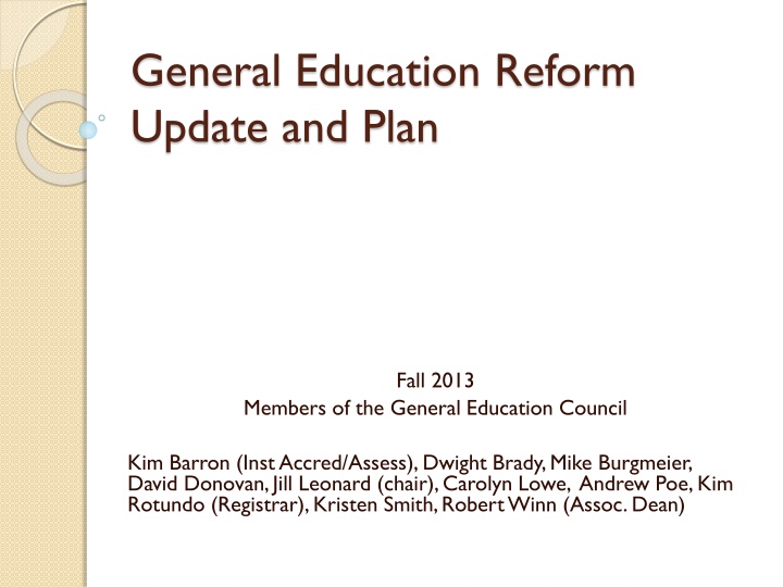 general education reform update and plan n.w