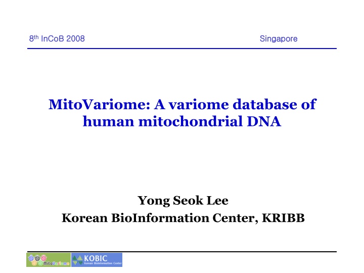 MitoVariome: Human Mitochondrial DNA Database