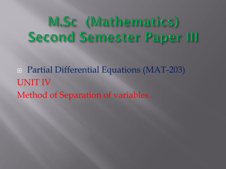 partial differential equations mat 203 unit n.w