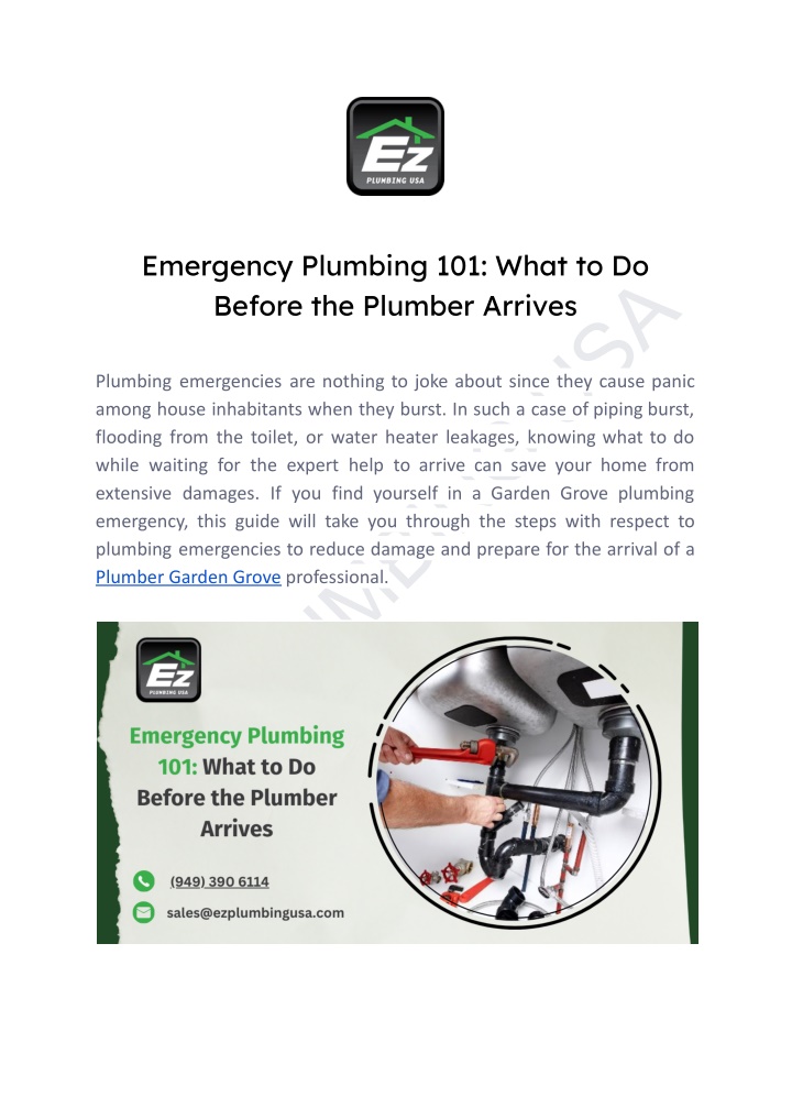 emergency plumbing 101 what to do before n.w