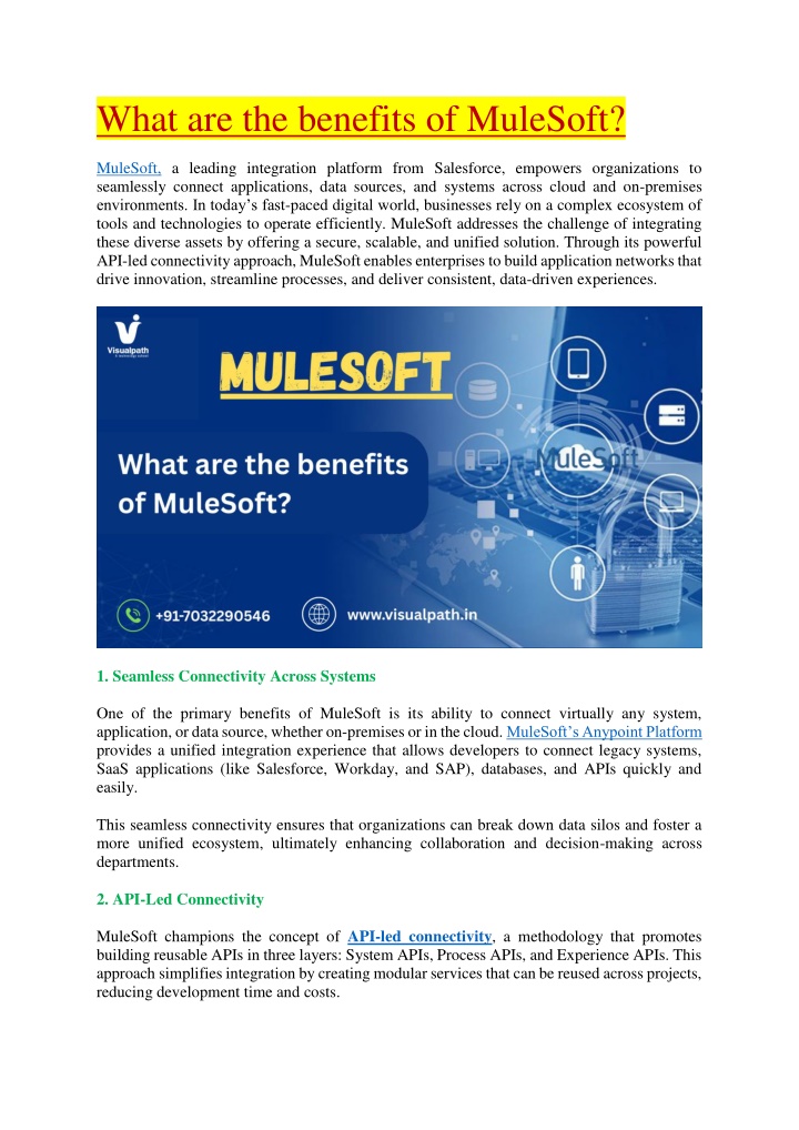 what are the benefits of mulesoft n.w