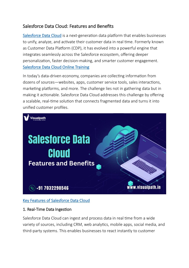 salesforce data cloud features and benefits n.w