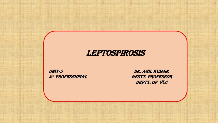 leptospirosis leptospirosis n.w