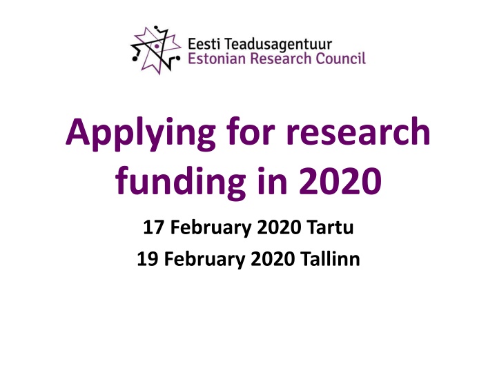 applying for research funding in 2020 n.w