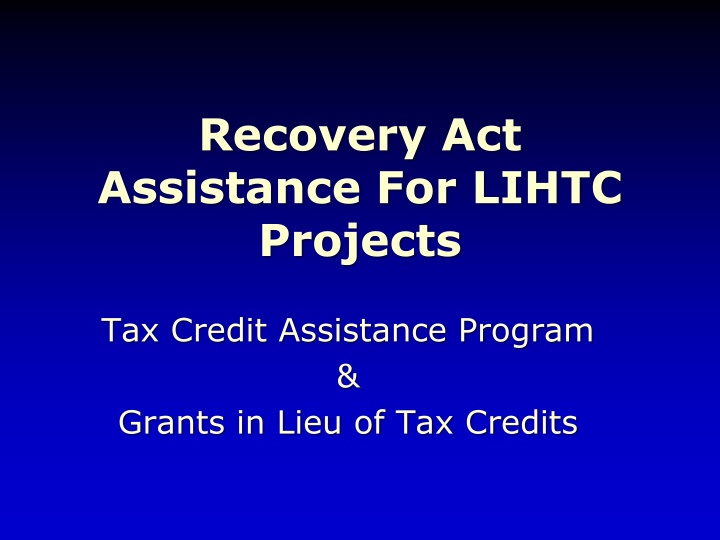 recovery act assistance for lihtc projects n.w