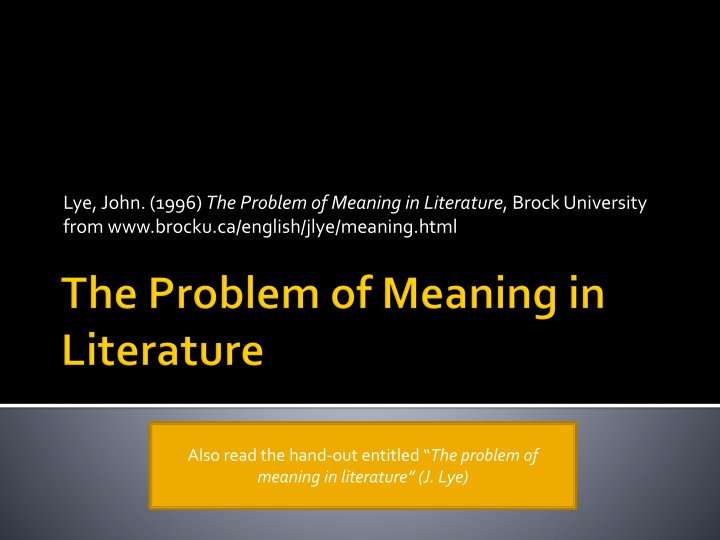 lye john 1996 the problem of meaning n.w