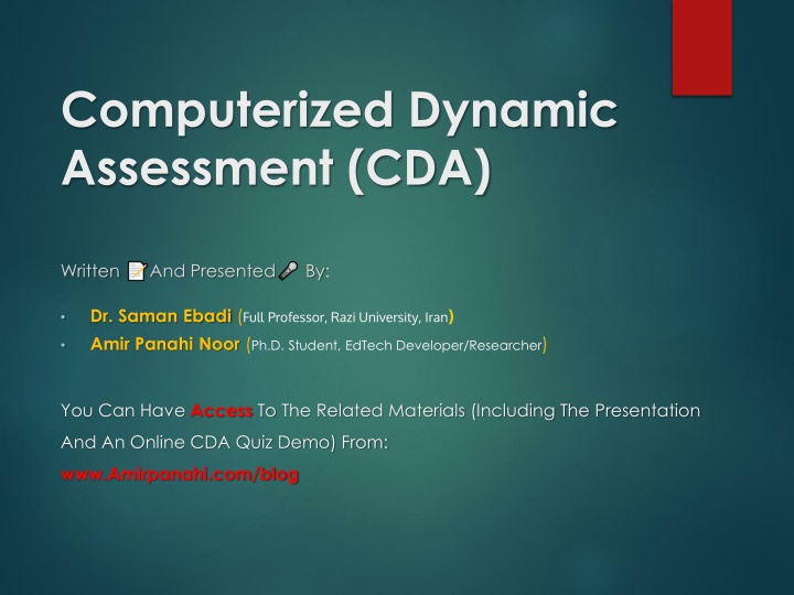 computerized dynamic assessment cda n.w