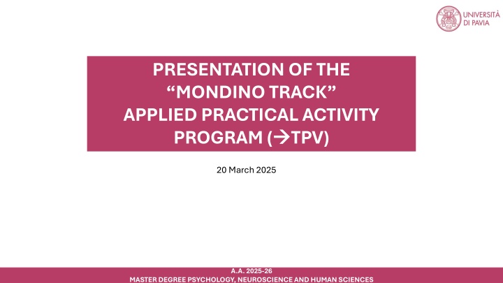 presentation of the mondino track applied n.w