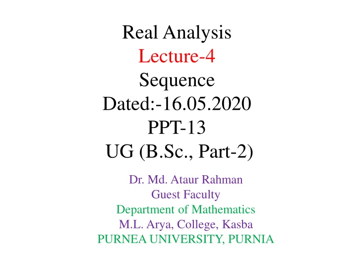 real analysis lecture 4 sequence dated 16 05 2020 n.w
