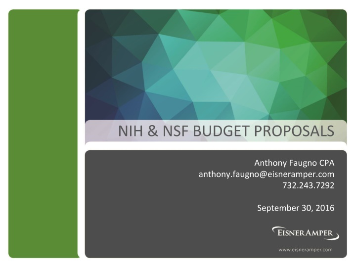 nih nsf budget proposals n.w