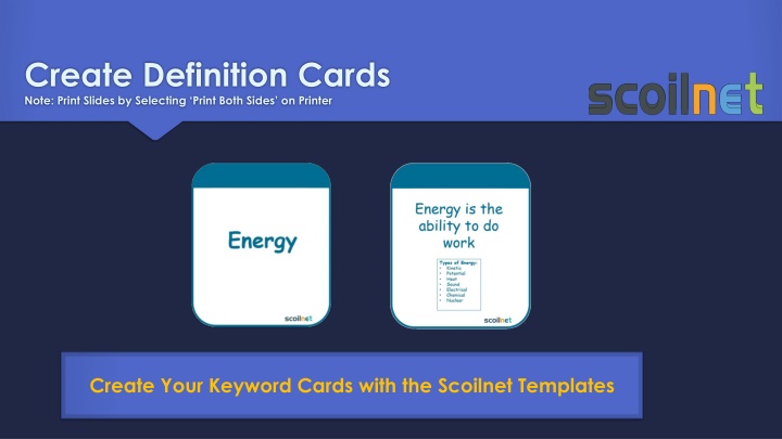 create definition cards note print slides n.w