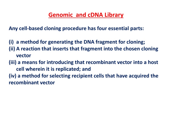 genomic and cdna library n.w