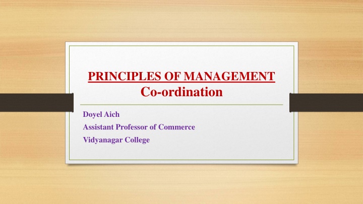 principles of management co ordination n.w
