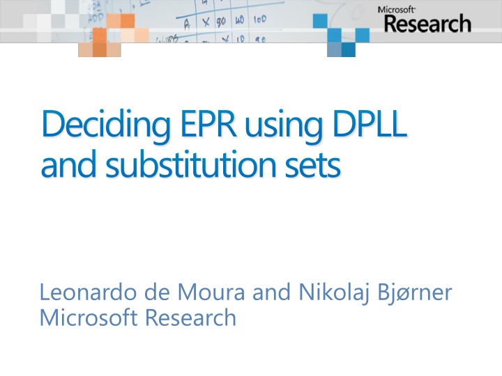 deciding epr using dpll and substitution sets n.w
