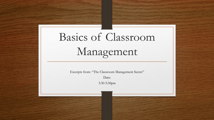 basics of classroom management n.w