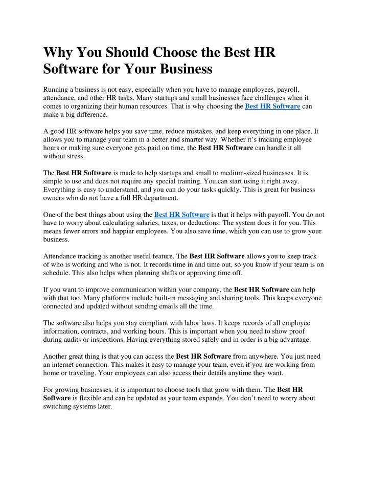 why you should choose the best hr software n.w
