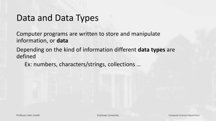 Data Types in Computer Programming