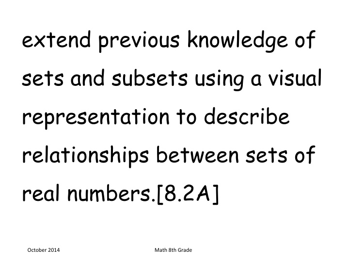 extend previous knowledge of sets and subsets n.w