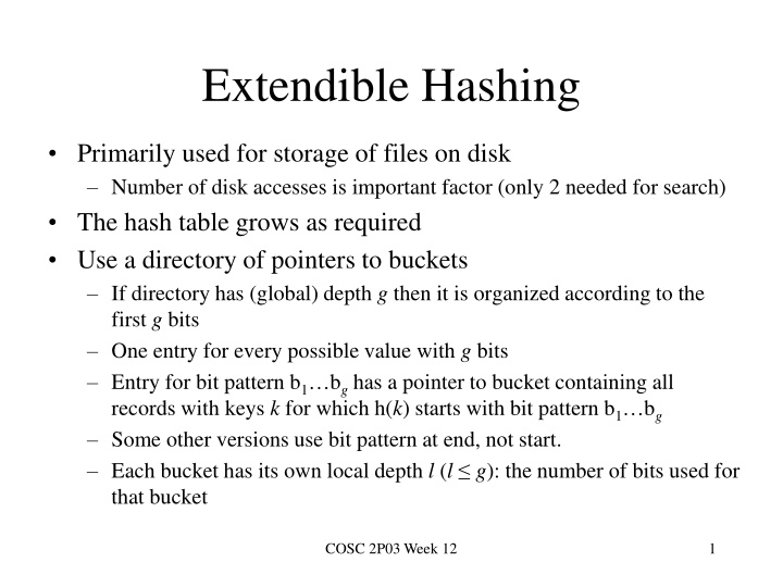 extendible hashing n.w