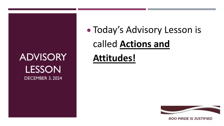 today s advisory lesson is called actions n.w
