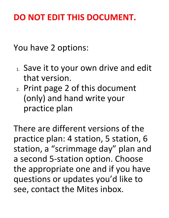 Youth Hockey Practice Plan Options