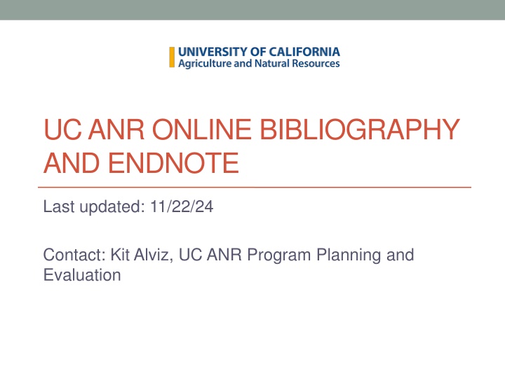 uc anr online bibliography and endnote n.w