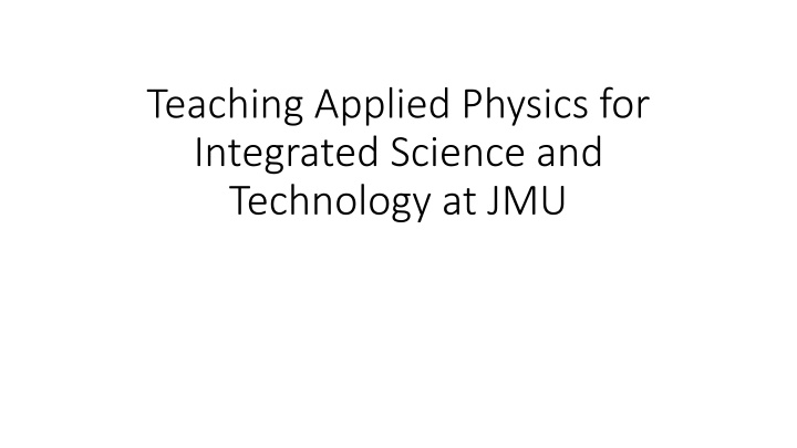 teaching applied physics for integrated science n.w